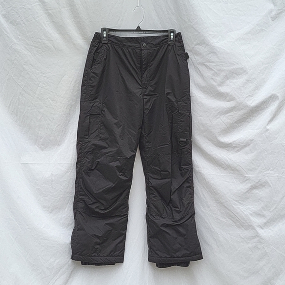 Unisex black ski pants,side velcro pockets,leg velcro pockets,elastic wa…